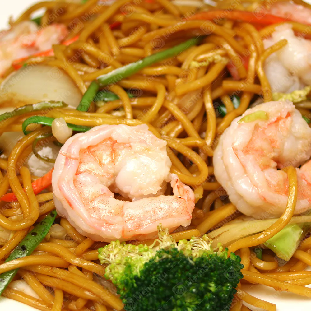 Shrimp lo mein noodles with broccoli at Chopsticks House Limited, a Chinese Restaurant in Springfield